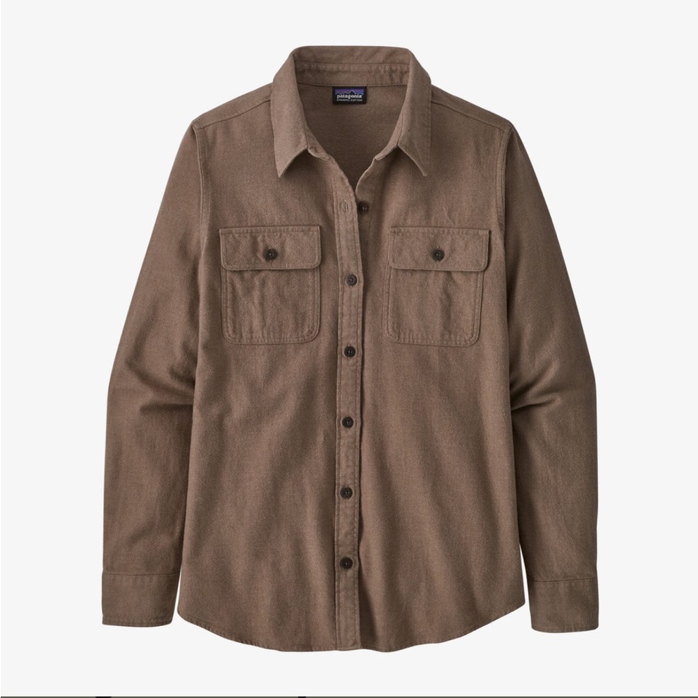 Womens Patagonia Long-Sleeved Fjord Flannel Shirt Jaspe Twist: Dusky Brown Small